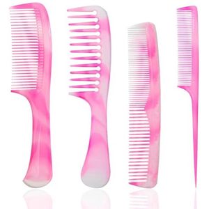 Roze Haarkam Set - 4 Stuks met Brede en Fijne Tanden - Geschikt voor Mannen en Vrouwen