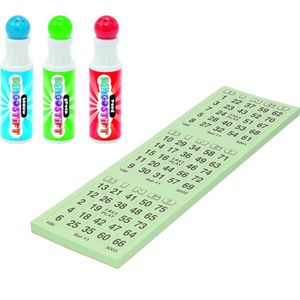 Grafix - Bingo set - 3x Bingostiften en 100x Bingokaarten Nummers 1-75