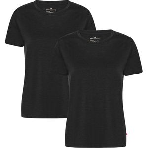 DANISH ENDURANCE 100% Merino Wol T-shirt - Lichtgewicht & Geurbestendig Ondershirt - voor Vrouwen - 2 Paar - Zwart - Maat S