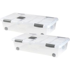 PlasticForte - Opslagbox - Transparant - 30L - 73 x 41 x 18 cm - Met Deksel - Opbergbak - Met Wielen