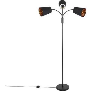 QAZQA carmen - Moderne Vloerlamp | Staande Lamp met flexarm - 3 lichts - H 160 cm - Zwart - Woonkamer | Slaapkamer | Keuken