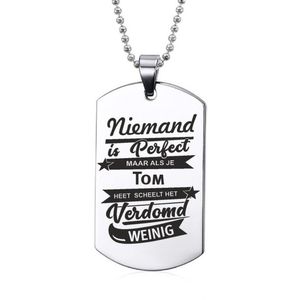 Niemand Is Perfect - Tom - RVS Ketting