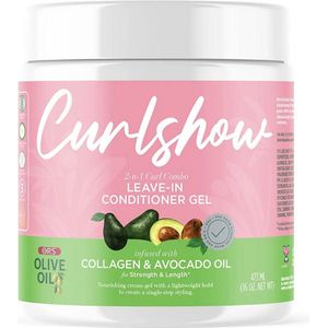 ORS Curlshow Leave-In Conditioner met Kokosolie, Glycerine en Gehydrolyseerd Collageen - Voedend en Hydraterend, Versterkt en Bevordert Haargroei, 473 ml