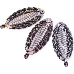 CSGoods - Set van 3 Plastic Haar Clips voor Vrouwen - Banaan, Schelp en Haar Kam