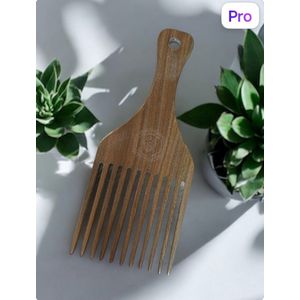 Afro Kam hout - Afro Comb - Hair Pick - Green Sandal wood - Hair comb - Kam - Natuurlijke kam - Natural comb - Wide Comb - Krullend Haar - Volume - Curly Hair - Afro Haarverzorging - Anti statisch - Grove kam - Krullend Haar Producten - Curly Girl