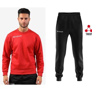 Trainingspak met sport sweater/trui, Givova , Zwart/Rood, maat XL