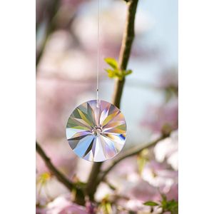 Raamhanger Daisy kristal 40mm Silvercrystal (Feng Shui kristal, Raamhanger, Sun Catcher, Regenboog kristal) Moederdag, geboorte, bloem, bruiloft, kado, cadeau, lente,