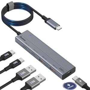 10Gbps USB C Hub 3.2 Gen 2 met 2 USB A en 2 USB C poorten, Type C 100W PD Oplaadbare Hub voor Laptop en Desktop