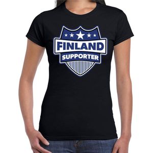 Finland supporter schild t-shirt zwart voor dames - Finland landen t-shirt / kleding - EK / WK / Olympische spelen outfit XL