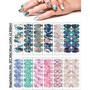 Nagelstickers XXL- SET | Nail Wraps | Nail Art | Manicure Set | 12 Stijlen
