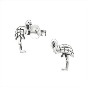 Aramat jewels �® - Geoxideerde 925 sterling zilveren oorbellen flamingo