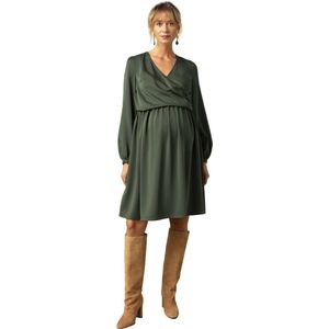 Envie de Fraise - Gekruiste Zwangerschapsjurk - Groen - 70% Viscose, 30% Lyocell
