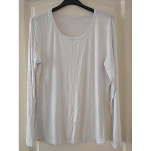 Dames T-shirt Jennie effen wit lange mouwen longsleeve maat L/XL