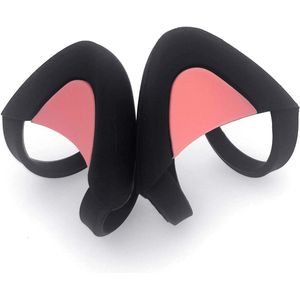 JGS Premium - Decoratieve roze kattenoren voor hoofdtelefoon decoratie - verstelbare bevestigingsriemen - Vedio Live Gaming - roze - headset accessoire