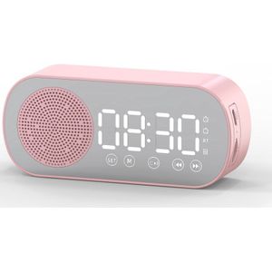 Wekkerradio - Bluetooth-luidspreker met LED-spiegeldisplay - Radio en weersvoorspelling - Twee alarmen met hoog volume - Perfect voor diepe slapers - rose
