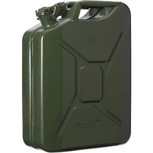 Metalen brandstofjerrycan 20 liter - olijfgroen, lekvrij en VN-goedgekeurd