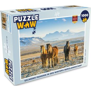 Puzzel IJslander paarden in een winters berglandschap - Legpuzzel - Puzzel 1000 stukjes volwassenen