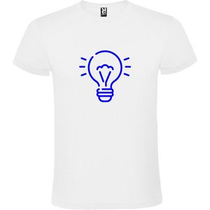 Wit T shirt met print van "" Light bulb / gloeilamp "" print Blauw size XS