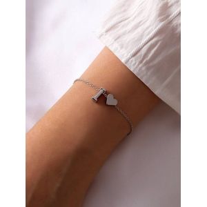 Initiaal Armband met Letter I Zilverkleurig - Naam Armband Cadeau - Geluks Armband op Kaartje - Pax Amare