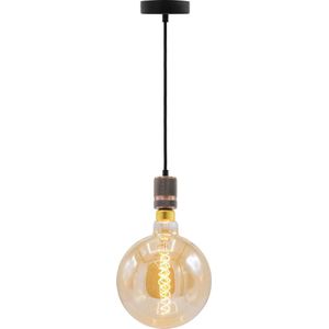 Industri�ële rosé gouden snoerpendel - inclusief XXXL LED lamp -  complete hanglamp voor eetkamer of woonkamer