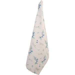 Clayre & Eef Theedoek 50x70 cm Beige Blauw Katoen Bosbessen Keukenhanddoek