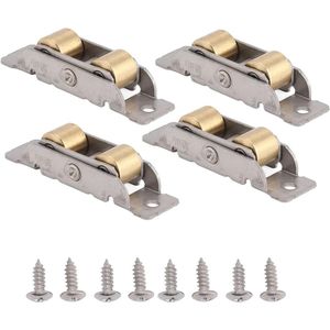 Sliding Door Rollers 4 Sets Roller Assembly Glass Replacement For Home And Office (Round Type)