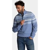 NZA - Blauwe trui - Knitwear - Half Zip met Knoopsluiting - Opstaande Kraag