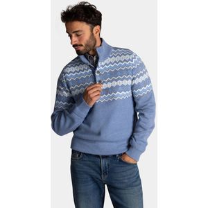NZA - Blauwe trui - Knitwear - Half Zip met Knoopsluiting - Opstaande Kraag