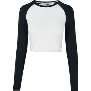 Urban Classics - Organic Cropped Retro Baseball Longsleeve top Wit Zwart