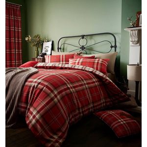 Catherine Lansfield - Kerst Dekbedovertrek - Ruit - Dubbel - Inclusief 2 Kussenslopen