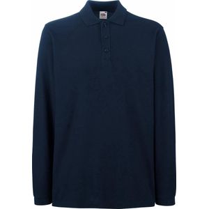 Fruit Of The Loom Premium Poloshirt Met Lange Mouwen kleur Navy Blue Maat M