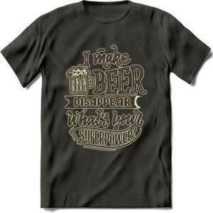 I Make Beer Disappear T-Shirt | Bier Kleding | Feest | Drank | Grappig Verjaardag Cadeau | - Donker Grijs - M