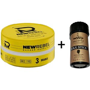 NEW REBEL Brabus Hair Wax 150 ml + Gold Style Wax stick 75 gram – Sterke Hold – Makkelijk Uitwasbaar – Premium Haarstyling - Gel Wax