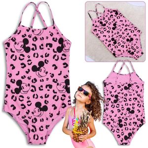 Mickey Mouse Disney Roze meisjesbadpak, eendelig, luipaardprint / 128