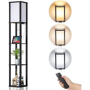 D&B Lamp - Vloerlamp - Dimfunctie - LED - 2 USB Oplaadpoorten - E27 Lamp - Woonkamer - Kantoor - Slaapkamer - Kleur Zwart