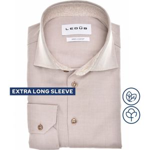 Ledub modern fit overhemd, mouwlengte 72 cm, twill, middenbruin