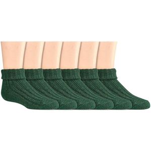 Kindersokken | Wollen sokken | Kleur: Groen | Maat: Diverse maten | 6 paar