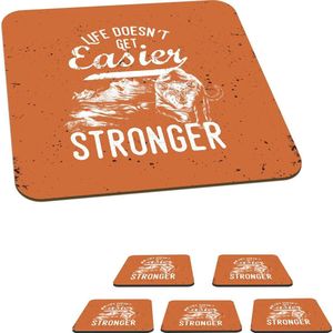 Onderzetters voor glazen - Vintage - Tijger - Design - 10x10 cm - Glasonderzetters - 6 stuks