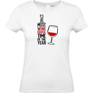 Dames t-shirt Most Wonderfull Wine | Foute Kersttrui Dames Heren | Kerstcadeau | Kerstpakket | Wit (Dames) | maat XXL