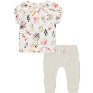 Noppies - Kledingset - Meisjes - 2delig - Broek Melissa Oatmeal - Top Madera Snow White - Maat 50