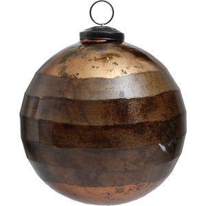 PTMD Kerstbal glas oxide bruin mat en glanzend M - 12 cm rond - PTMD Xmas Arwen oxidised brown glass ball