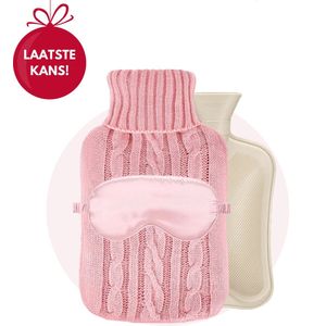 Ridôme Kruik Met Hoes - Warmwaterkruik - Warmtekruik - Super Zacht - Inclusief Oogmasker - 2 Liter - Geweven - Roze