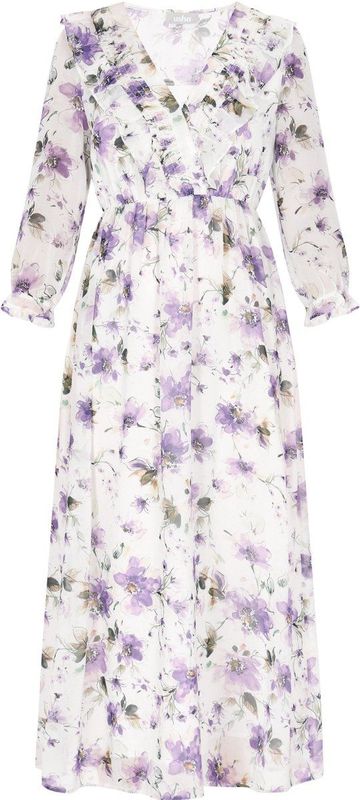 Usha - Wrap Jurk - Midi Lengte - V-hals - 3/4 Mouwen - Bloemenprint