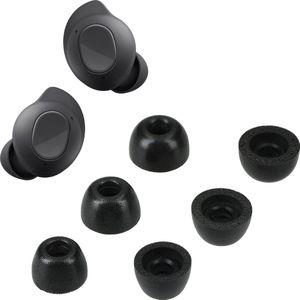 kwmobile 6x cover voor oordopjes - geschikt voor Samsung Galaxy Buds FE - Van memory foam in zwart - Maat S, M en L