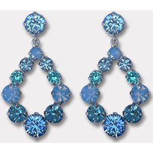 Farfino Bolina Blue Silver - Oorbellen - Goud Zilver Rosegoud - Handgemaakt in Italië - Swarovski ®