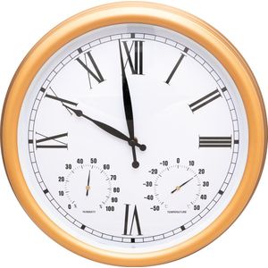 St. Helens Home & Garden Vintage Design Wandklok – Koper - Met Thermometer & Hygrometer – 38 cm – Waterbestendig