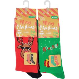 Happy Deer Socks - kerstsokken mannen - 4 paar - maat 39/42 - hoogwaardige katoen