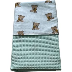 baby deken kinderwagen deken wieg deken teddy beertjes mint groen 60 x 90 cm