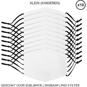 Sublimatie Mondkapjes - Klein - Set van 10 - Bedrukbaar - Blanco - 12 x 10cm - handwasbaar – vijf laagse filter PM2.5 - verstelbaar - mondmasker herbruikbaar