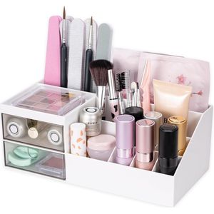 Make-up organizer - cosmetica-organizer - geschikt voor make-uptafel en badkamer - 1 stuk - wit